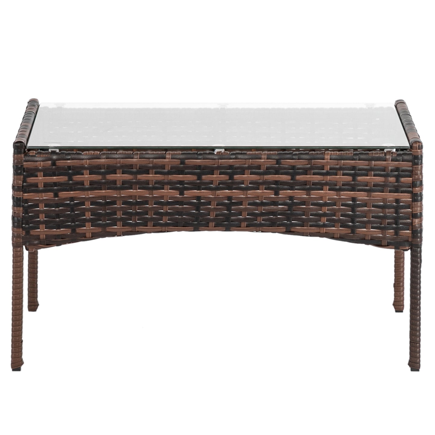 3 Seat Rattan and Coffee Table Set - Brown