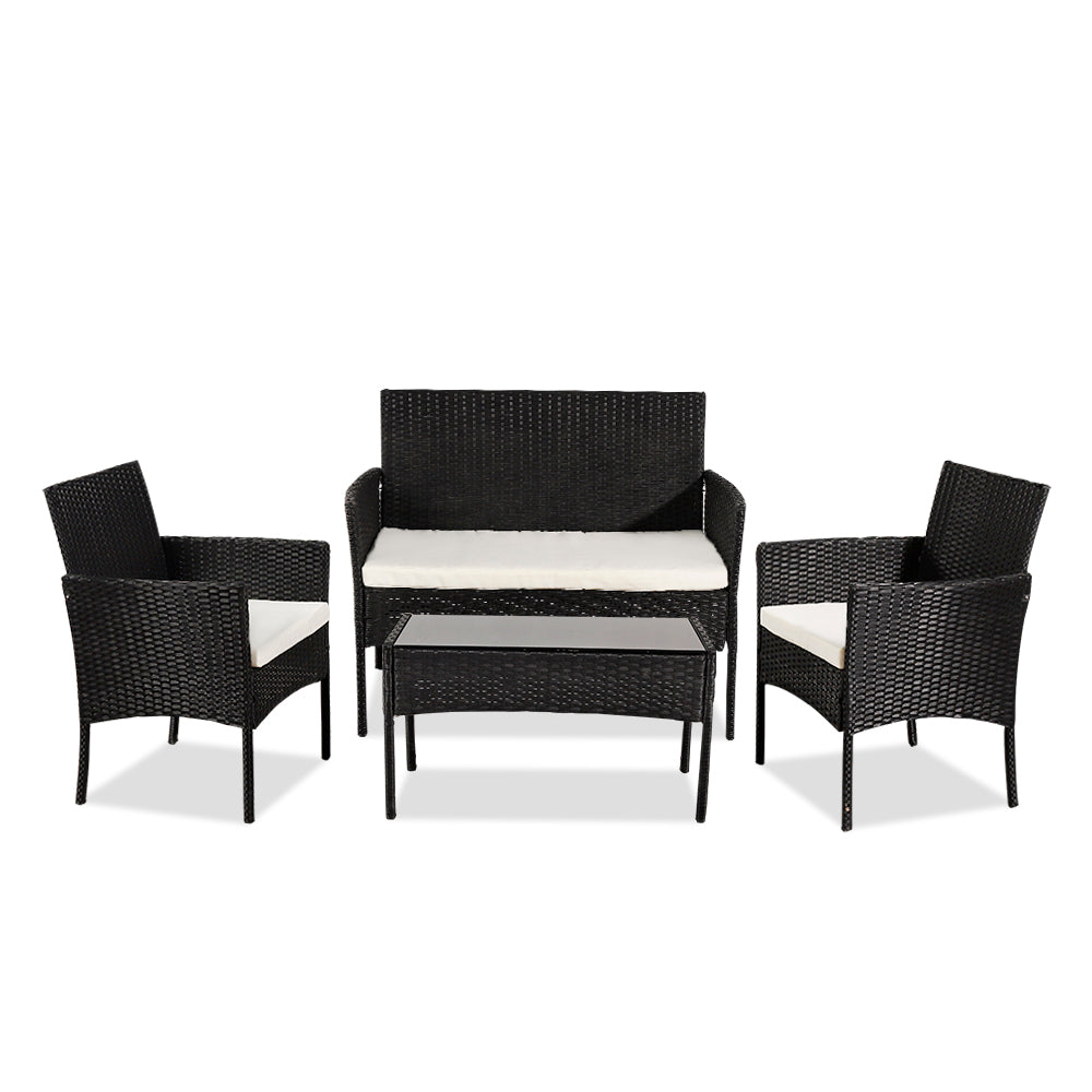 picture of  Outdoor Rattan Furniture Four-Piece-Black