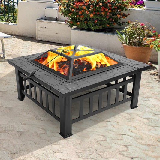 Metal Fire Bowl with Accessories Black