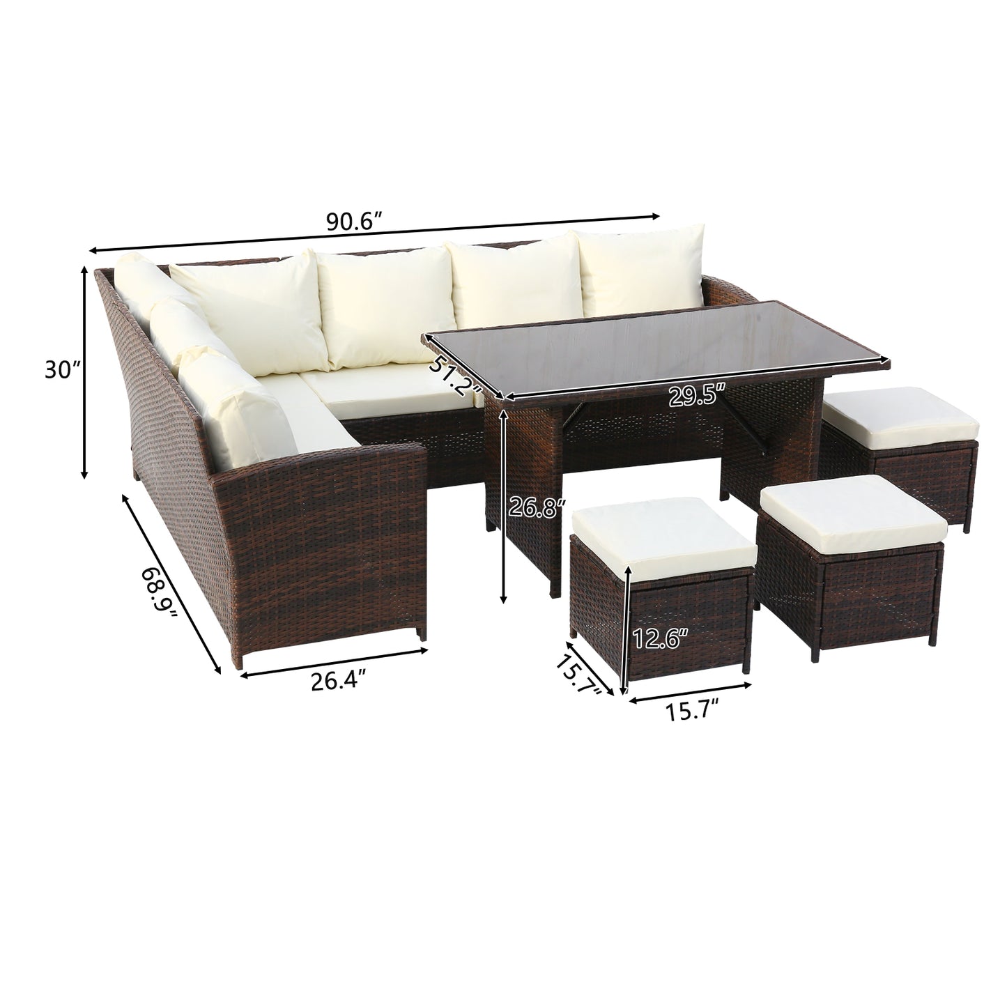 9-Seater Rattan Furniture With Dining Table And Cover