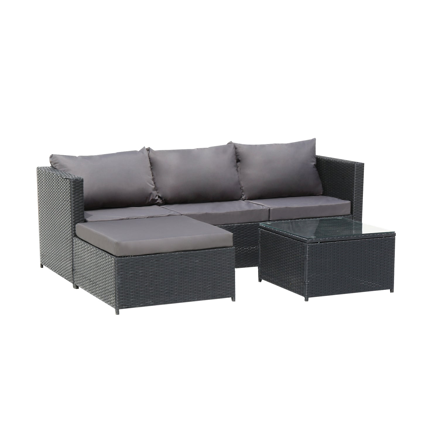 Oshion Three-Seater And Coffee Table -  Black and Grey