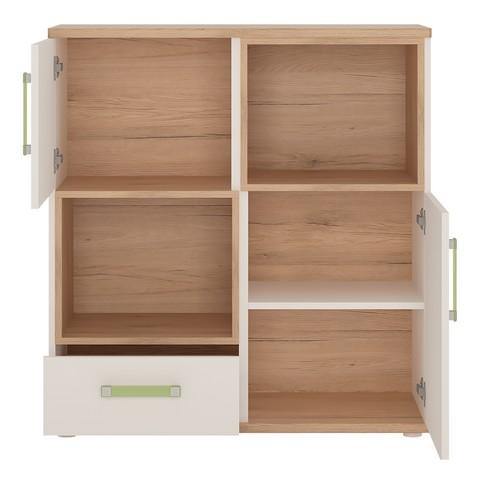 2 Door 1 Drawer Cupboard with 2 open shelves - Home Utopia 