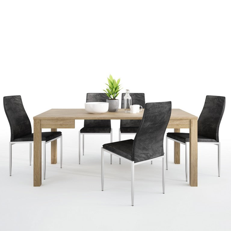 Dining set package Shetland Extending Dining Table + 4 Milan High Back Chair.