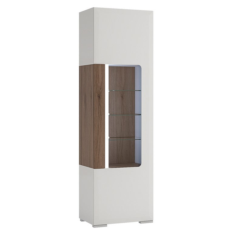 Toronto Tall Narrow Glazed Display Cabinet With Internal Shelves (inc Plexi Lighting)