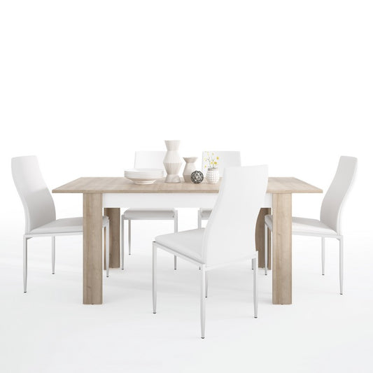 Lyon Dining Set Package Lyon Medium Extending Dining Table 140/180 cm With High Back Chairs