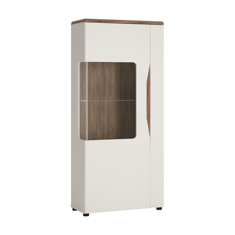 Toledo 1 Door Low Display Cabinet In Alpine White And Oak