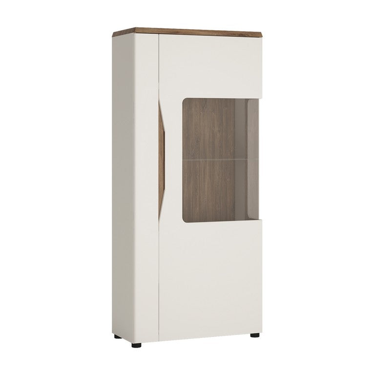 Toledo 1 Door Low Display Cabinet In Alpine White And Oak