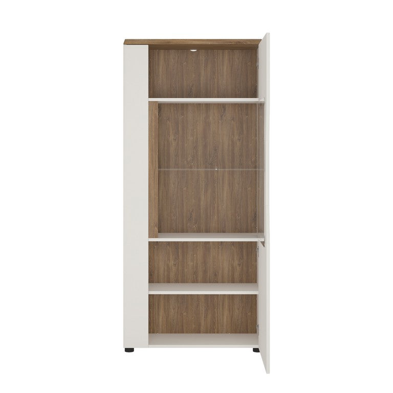 Toledo 1 Door Low Display Cabinet In Alpine White And Oak