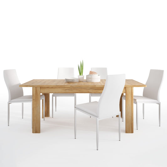 Cortina Dining set package Extending Dining Table In Grandson Oak + 4 Milan High Back Chairs