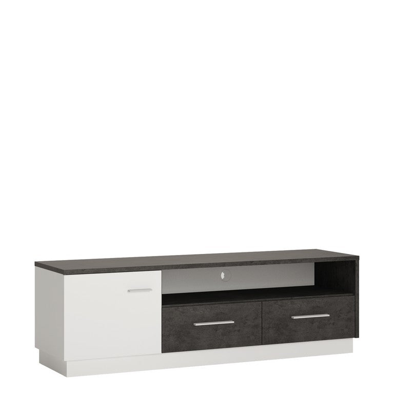 Zingaro 1 Door 2 Drawer TV In Slate Grey And Alpine White