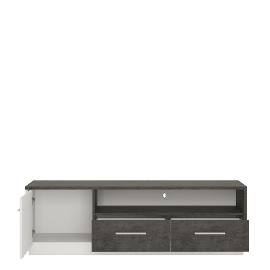 Zingaro 1 Door 2 Drawer TV In Slate Grey And Alpine White