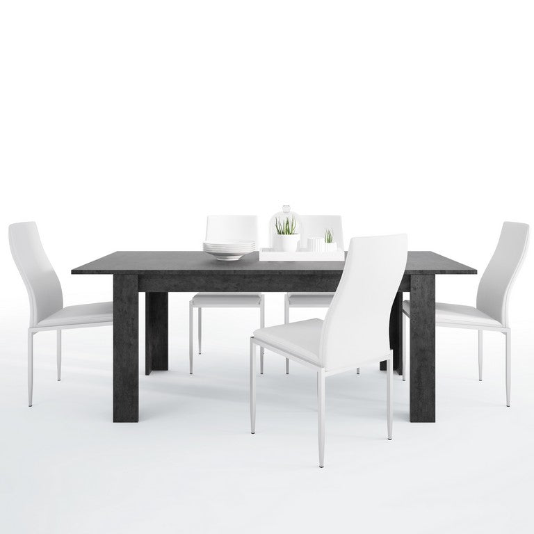 Zingaro Dining table + 6 Milan High Back Chair White.