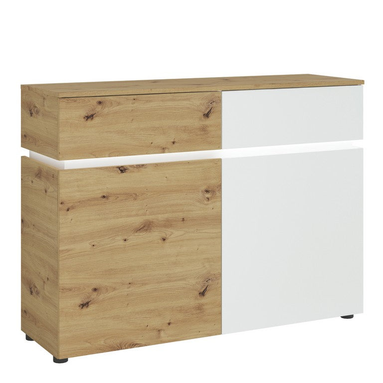 Luci 2 door 2 drawer cabinet (including LED lighting) in White and Oak