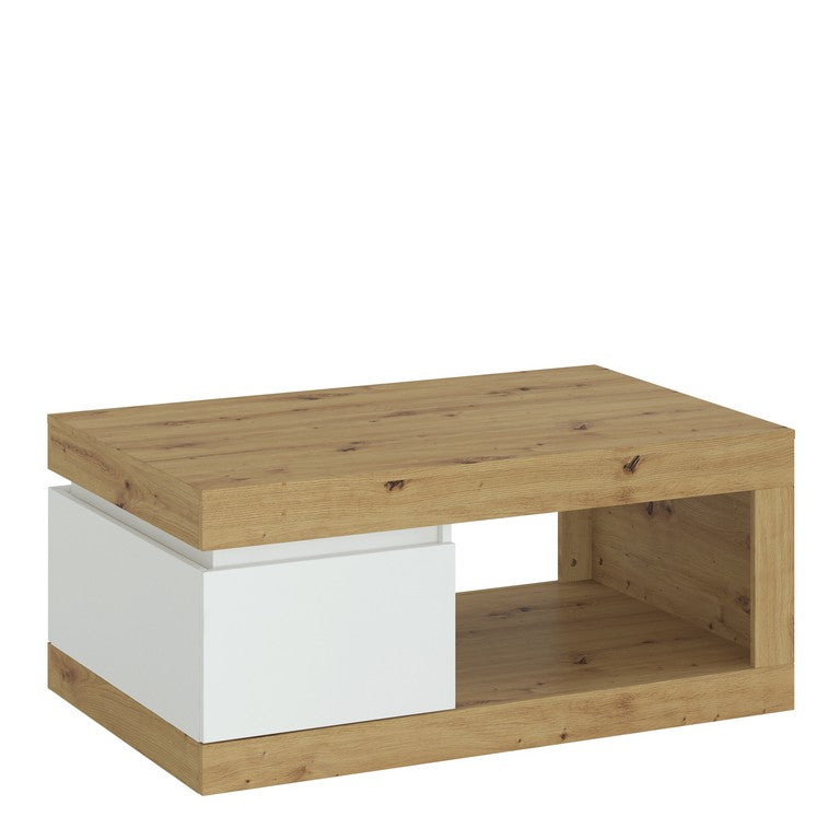 Luci 1 drawer coffee table in White and Oak