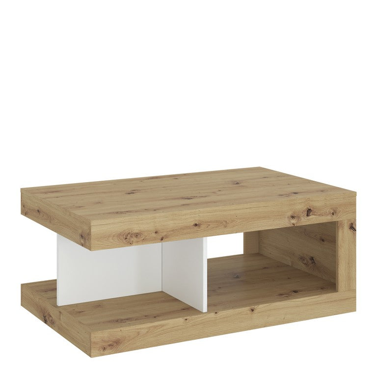 Luci Coffee table in White, Oak and Platinum