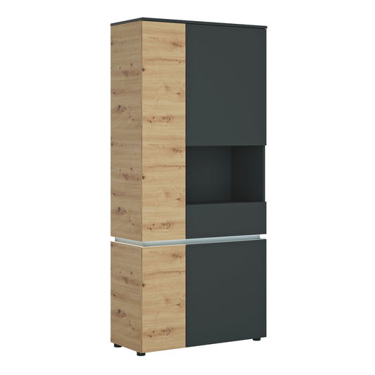 Luci 4 door tall display cabinet (including LED lighting) in Platinum and Oak