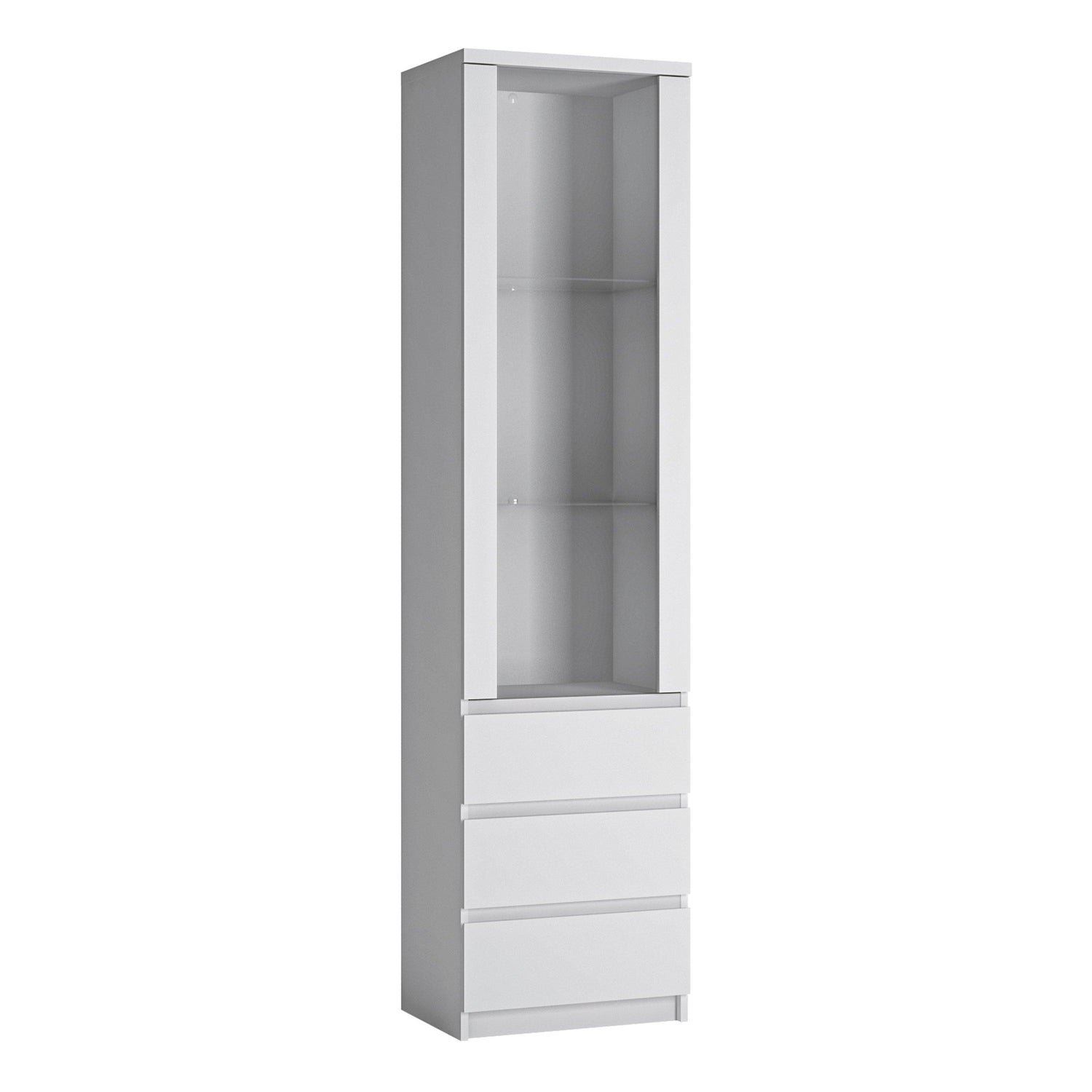 Fribo Tall narrow 1 door 3 drawer glazed display cabinet - Home Utopia 