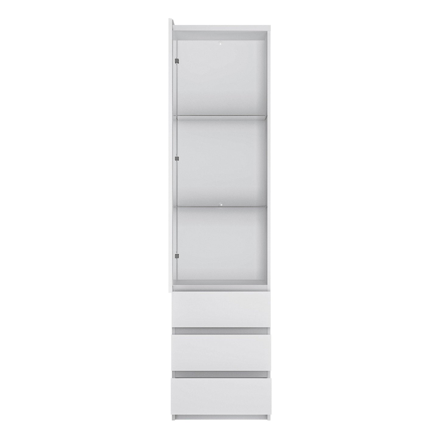 Fribo Tall narrow 1 door 3 drawer glazed display cabinet - Home Utopia 