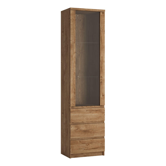 Fribo Tall narrow 1 door 3 drawer glazed display cabinet - Home Utopia 