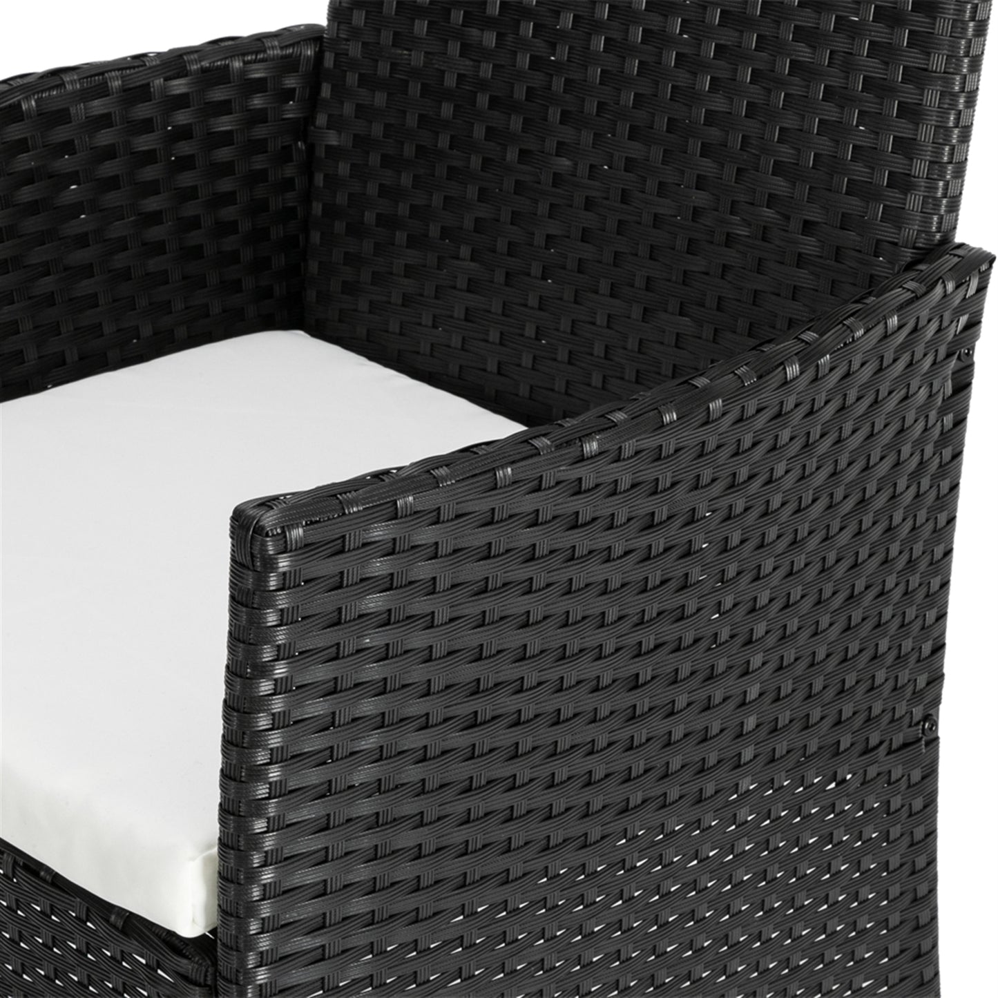 4 Seat Coffee Table Rattan Sofa Set - Black