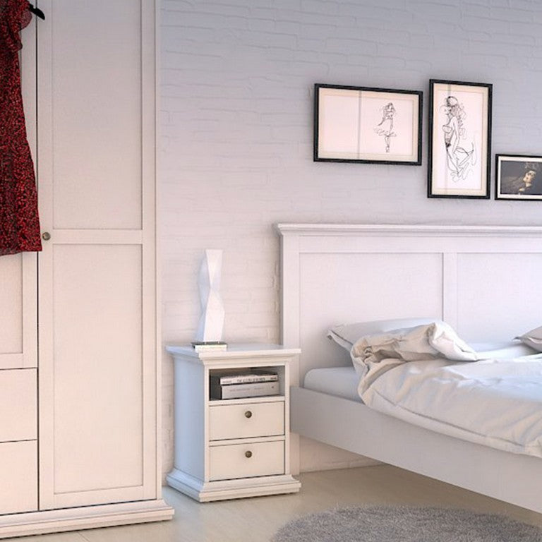 Paris Bedside 2 Drawers in White
