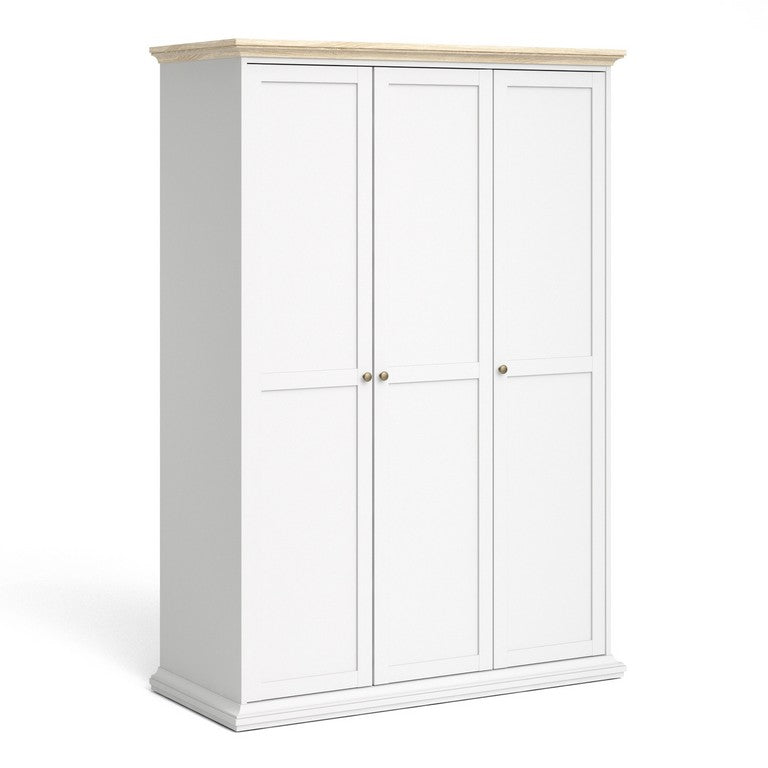 Paris Wardrobe with 3 Doors in White