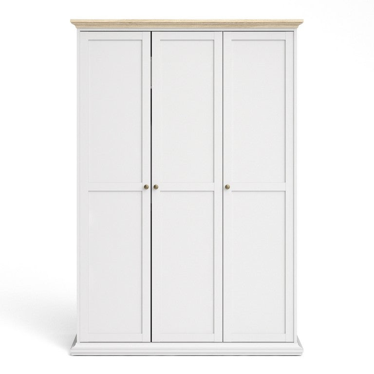 Paris Wardrobe with 3 Doors in White