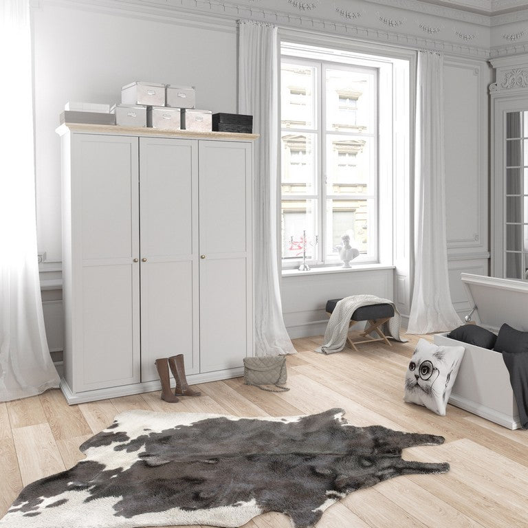 Paris Wardrobe with 3 Doors in White