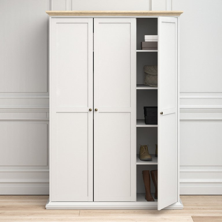 Paris Wardrobe with 3 Doors in White