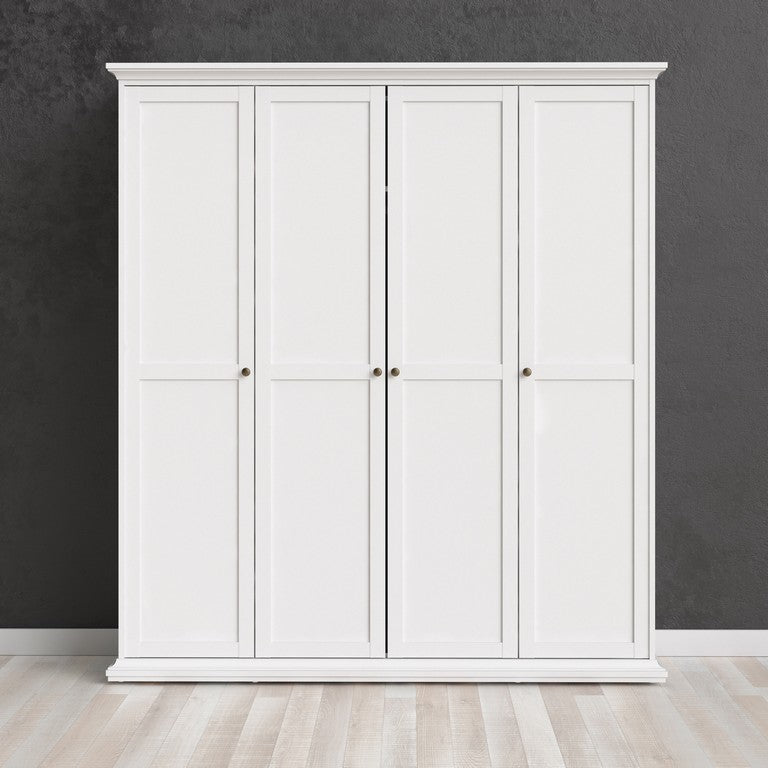 Paris Wardrobe with 4 Doors in White