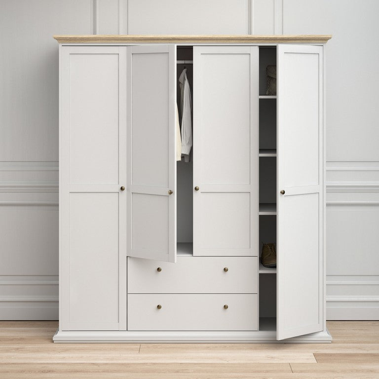 Paris Wardrobe with 4 Doors & 2 Drawers.