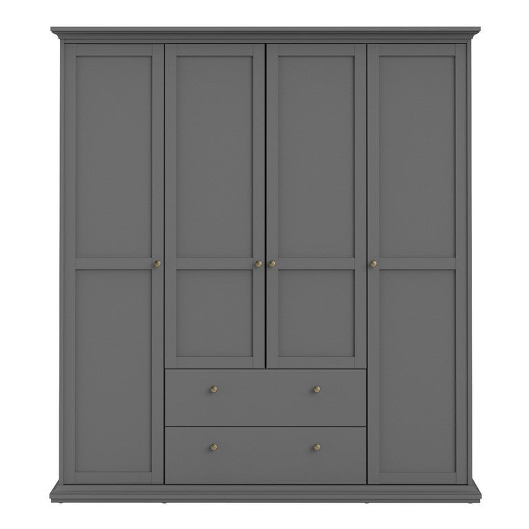 Paris Wardrobe with 4 Doors & 2 Drawers.