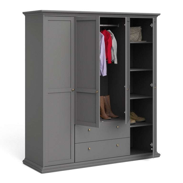 Paris Wardrobe with 4 Doors & 2 Drawers.