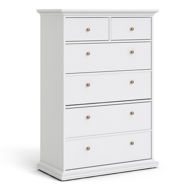 Paris Chest of 6 Drawers in White