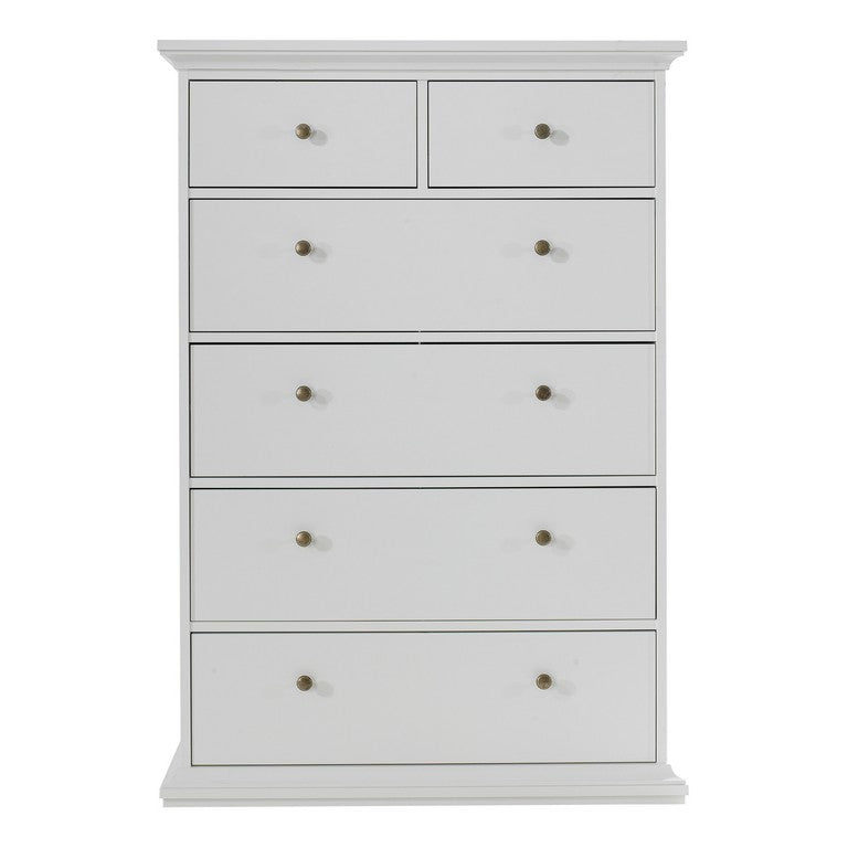 Paris Chest of 6 Drawers in White