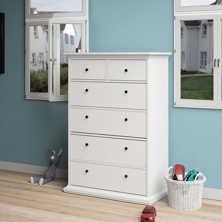 Paris Chest of 6 Drawers in White