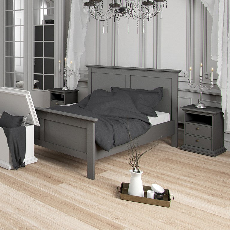 Paris Double Bed 4ft6 (140 x 190) in Matt Grey.