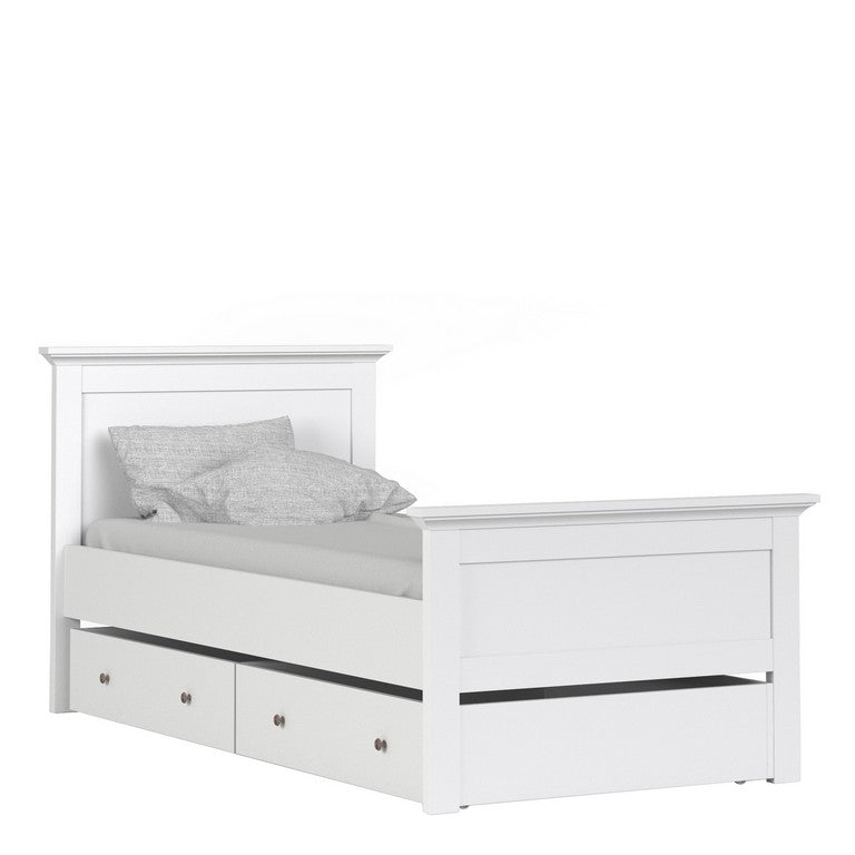 Paris  Storage Drawer for Single Bed in White