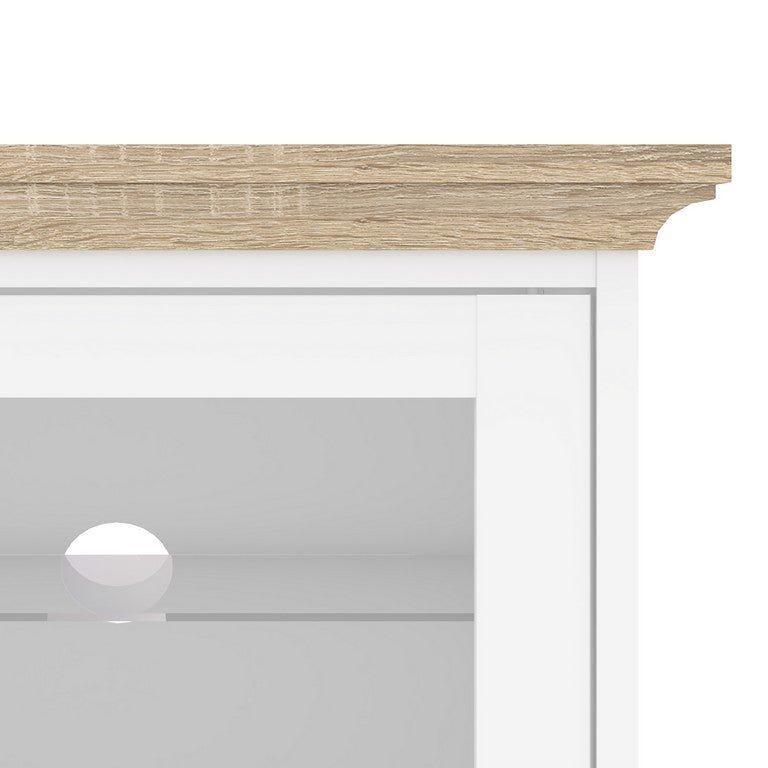 Paris TV Unit - Wide - 2 Doors 1 Shelf in White and Oak.