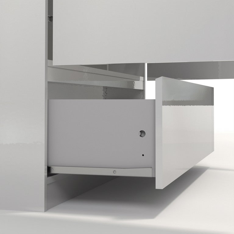 Naia Wardrobe with 2 doors + 1 drawer in White High Gloss.