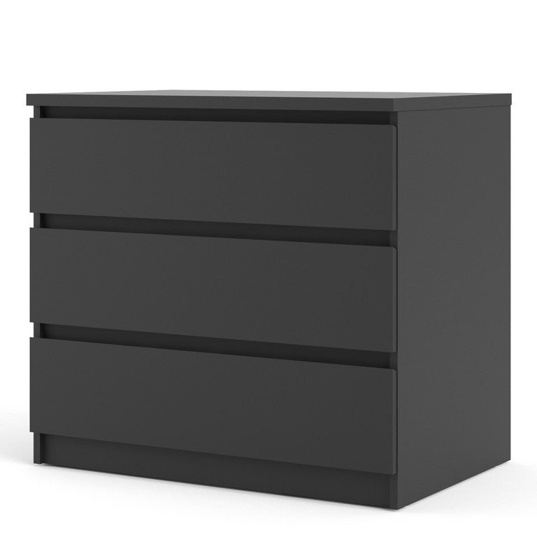 Naia Chest of 3 Drawers in Black Matt.