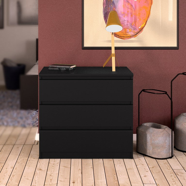 Naia Chest of 3 Drawers in Black Matt.