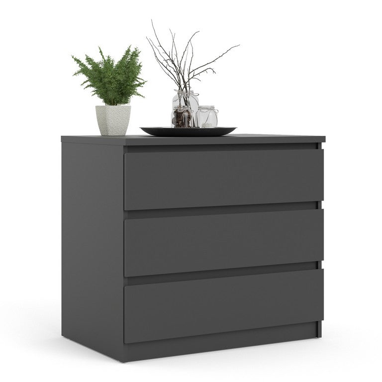 Naia Chest of 3 Drawers in Black Matt.