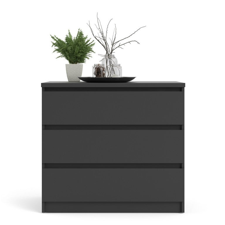 Naia Chest of 3 Drawers in Black Matt.