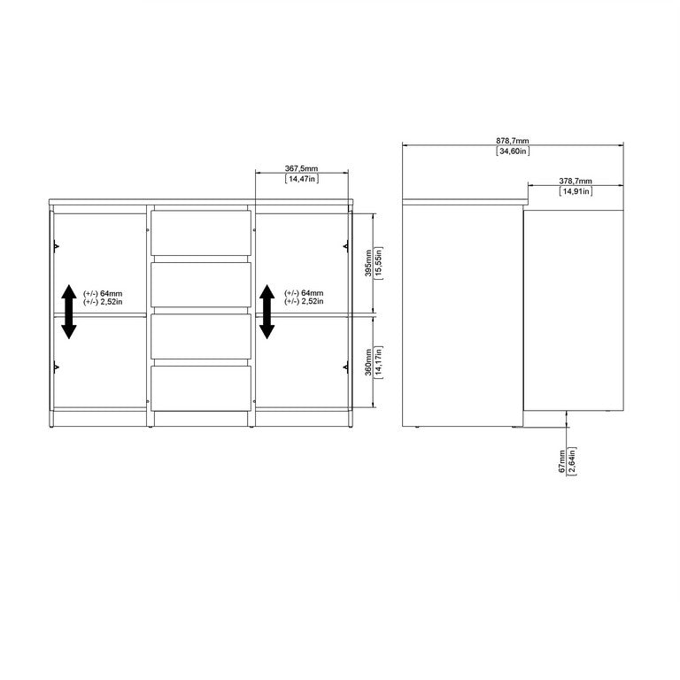 Naia Sideboard - 4 Drawers 2 Doors.