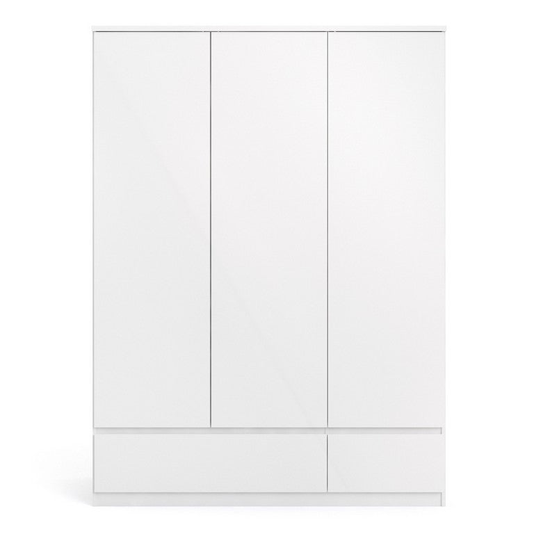 Naia Wardrobe with 3 doors + 2 drawers in White High Gloss