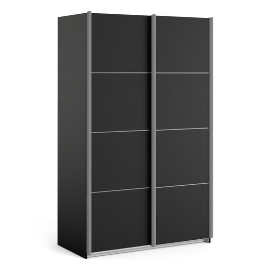 Verona Sliding Wardrobe 120cm in Black Matt with  Doors with Shelves