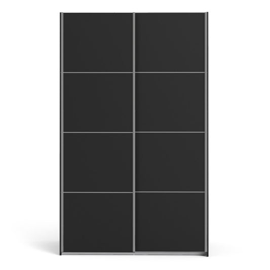 Verona Sliding Wardrobe 120cm in Black Matt with  Doors with Shelves