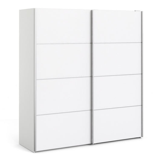 Sliding Wardrobe 180cm in White with Doors with  Shelves.