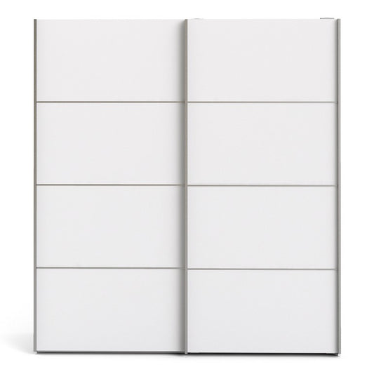 Sliding Wardrobe 180cm in White with Doors with  Shelves.